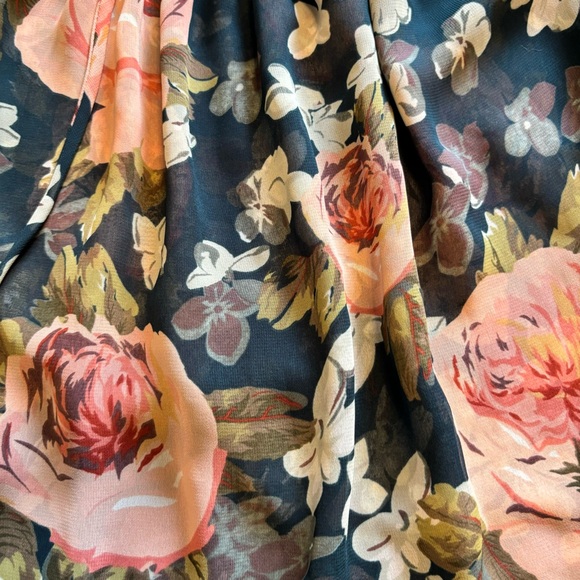 Show Me Your Mumu Teal Sheer Floral Lace up Front Peplum Cottagecore Blouse Sz M - Picture 9 of 15